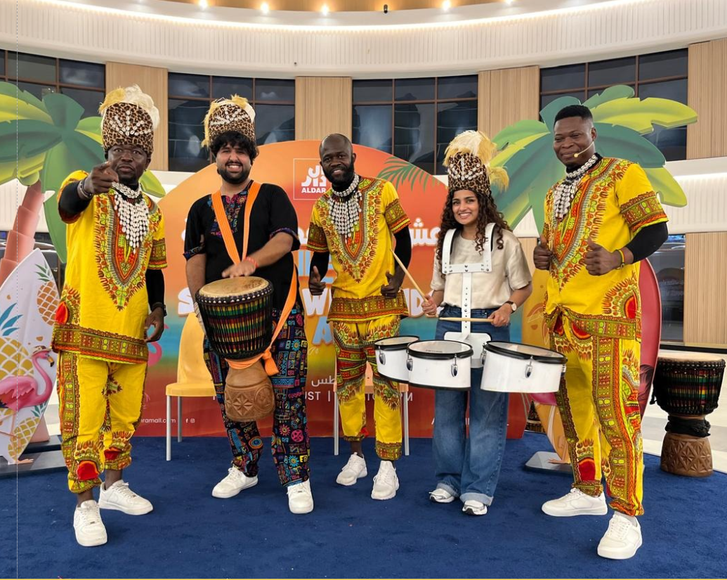 Live drumming performance at Al Hamra Mall